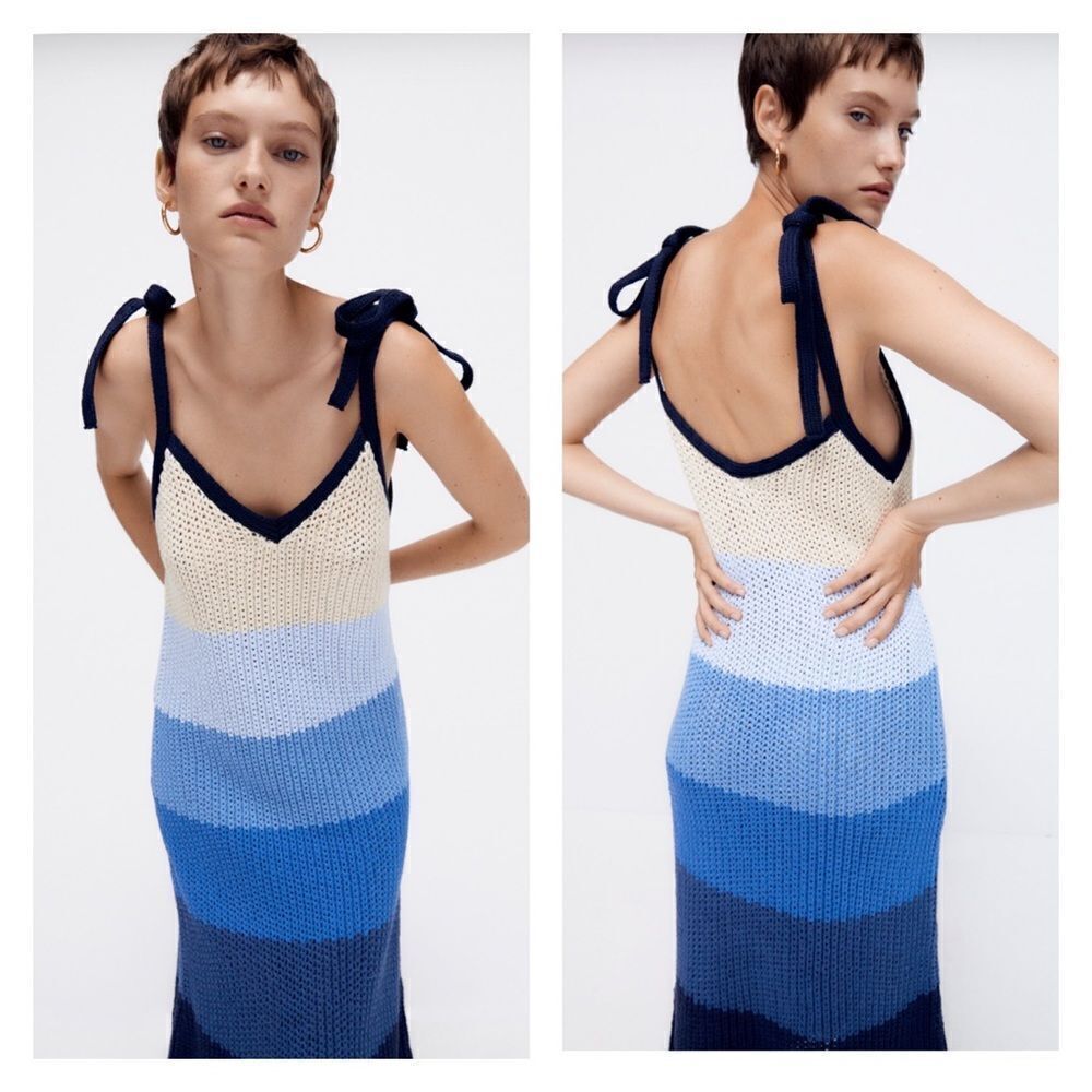 NWT ZARA Striped Knit Cotton Sweater Dress M